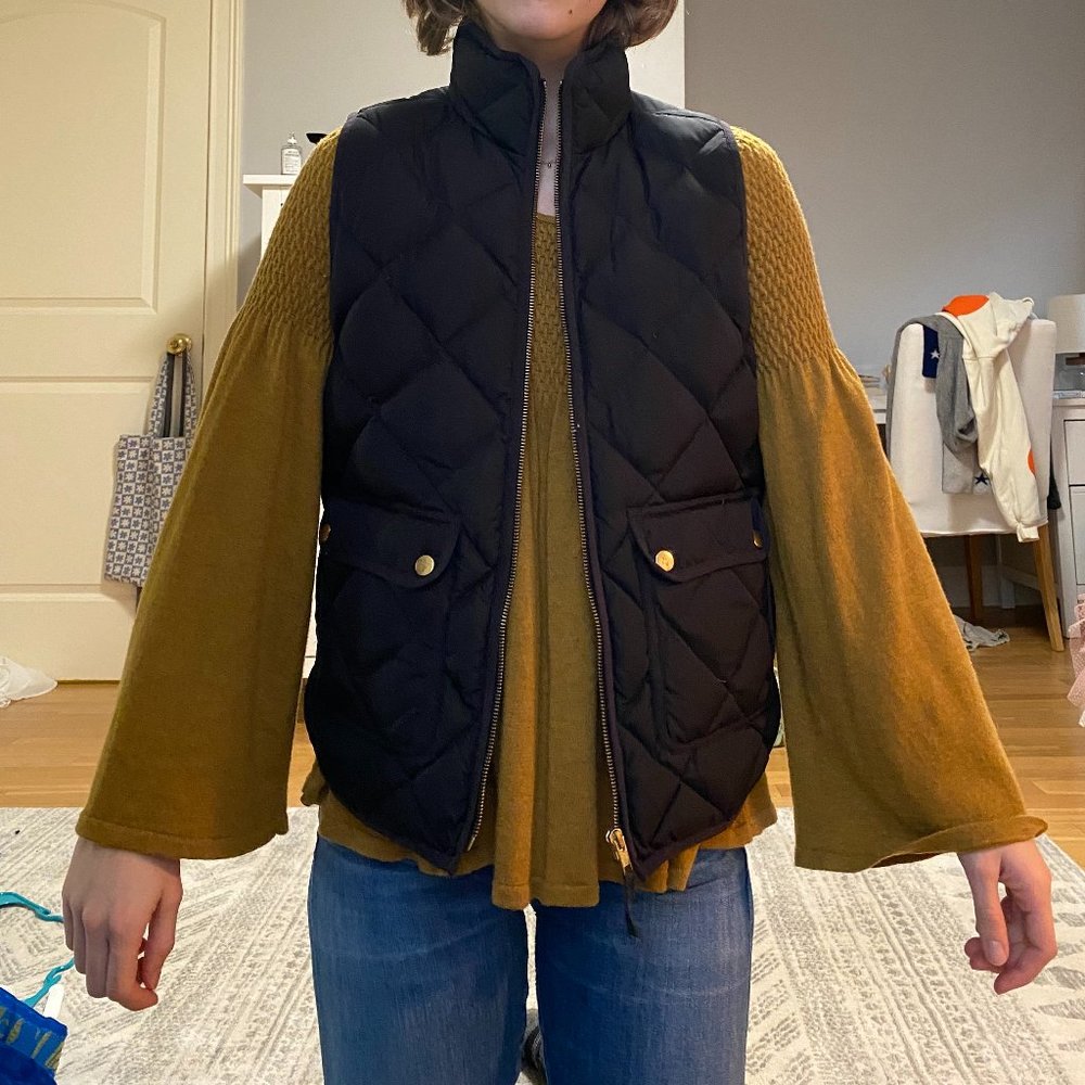 J. Crew Black Puffer Vest Small